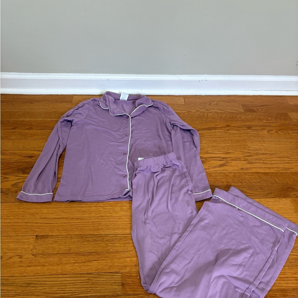 Nordstrom Lavender Pajama Set with White Trim Size XL